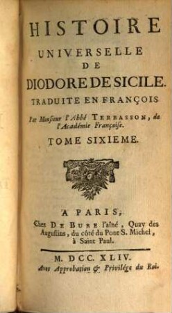 Histoire Universelle De Diodore De Sicile. 6