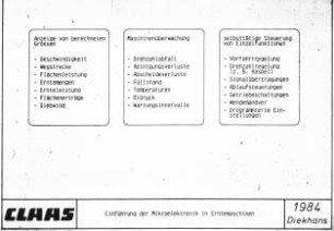 Einführung der Mikroelektonik in Erntemaschinen - CLAAS