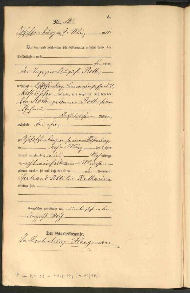 Standesamtsbuch der Stadt Aschaffenburg: Geburten 365/1900 - 184/1901