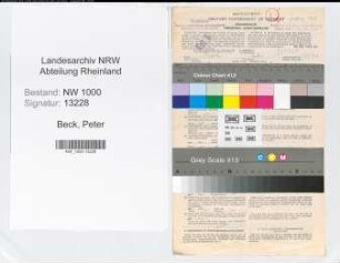 Entnazifizierung Peter Beck, geb. 22.02.1899 (Versich.Vertreter)