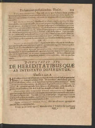 Disputatio XVI. De Hereditatibus Quae Ab Intestato ...
