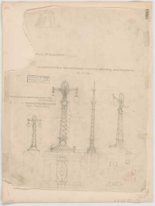 Thiersch, Friedrich von; Wiesbaden; Kurhaus - Balkon - Kandelaber Ostseite (Ansichten, Perspektive)