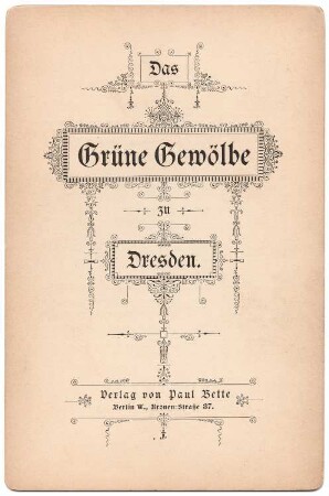 Das Grüne Gewölbe zu Dresden: Deckblatt