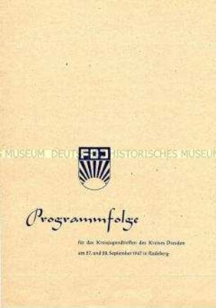 Programm des Kreisjugendtreffens der FDJ in Radeberg