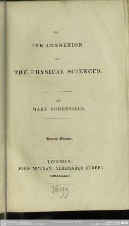 On the connexion of the physical sciences