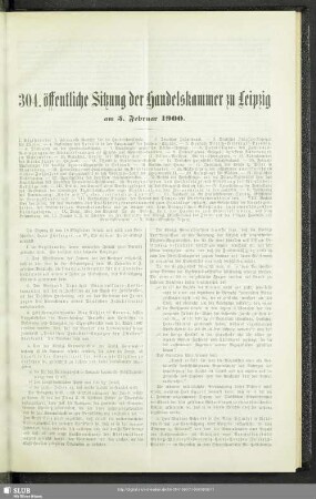 304. öffentliche Sitzung der Handelskammer zu Leipzig am 5. Februar 1900