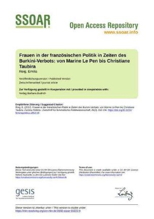 Frauen in der französischen Politik in Zeiten des Burkini-Verbots: von Marine Le Pen bis Christiane Taubira