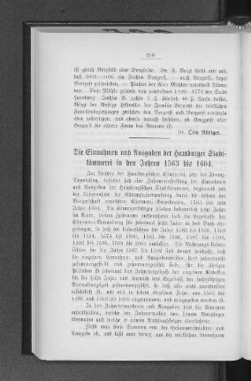 Die Einnahmen und Ausgaben der Hamburger Stadtkämmerei in den Jahren 1563 bis 1604.