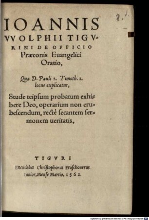 De officio Praeconis evangelici oratio