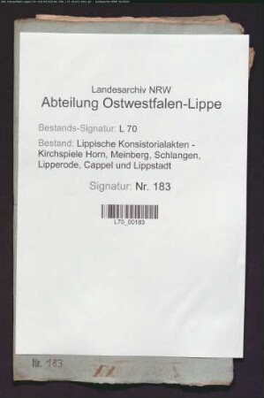 Verzeichnisse der Kircheneinkünfte und Besitzungen