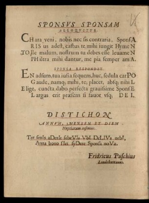Sponsus Sponsam Alloquitur.