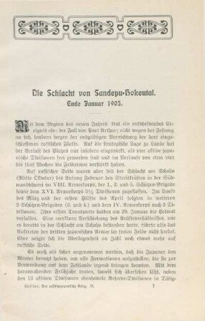 Die Schlacht von Sandepu-Hokeutai. Ende Januar 1905