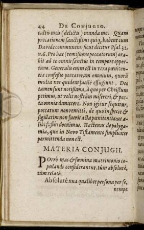 Materia Conjugii.