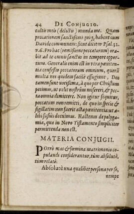 Materia Conjugii.
