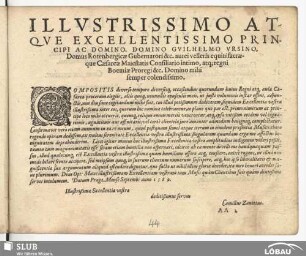 Illustrissimo atque Excellentissimo Principi ac Domino, Domino Guilhelmo Ursino