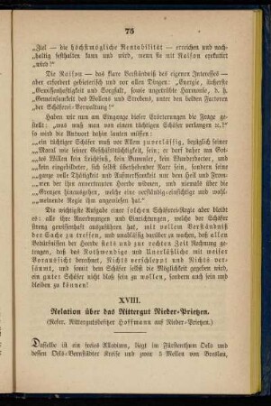 XVIII. Relation über das Rittergut Nieder-Prietzen
