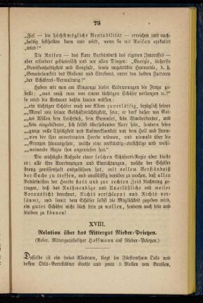 XVIII. Relation über das Rittergut Nieder-Prietzen