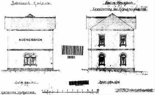 Königsbach (Baden): Empfangsgebäude West und Ostansicht