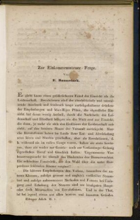 Zur Einkommensteuer-Frage. Von E. Baumstark.