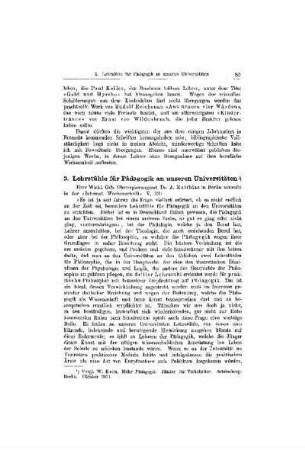 Lehrstühle für Pädagogik an unseren Universitäten