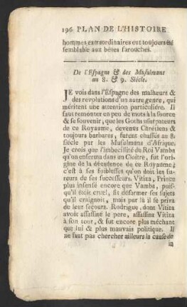 De l'Espagne & des Musulmans au 8. & 9. Siécle