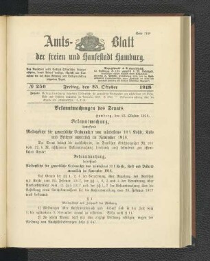 No. 256, 25. Oktober 1918