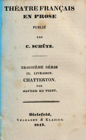 Chatterton : [drame en trois actes]