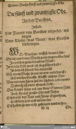 Die fünff und zwantzigste Ode. An den Bacchus