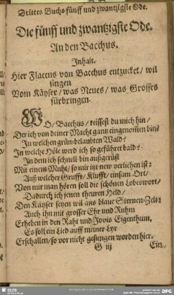 Die fünff und zwantzigste Ode. An den Bacchus