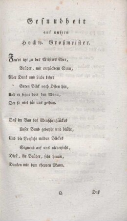 Gesundheit auf unsern hochw. Großmeister.