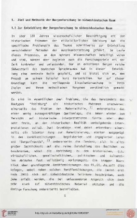 1. Ziel und Methodik der Burgenforschung südwestdeutschen Raum