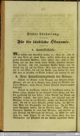 Dritte Abtheilung. Für die ländliche Ökonomie