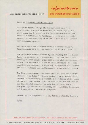 Handgabelhubwagen "Ameise-Trigger" der Jungheinrich AG