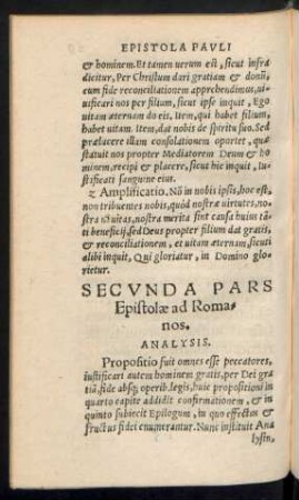 Secunda Pars Epistolae ad Romanos.