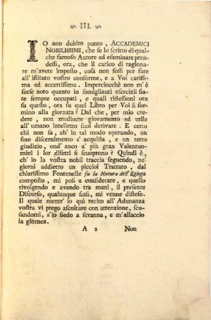 Discors sopra il trattato d. natura d. Egloga d. M. di Fontenelle