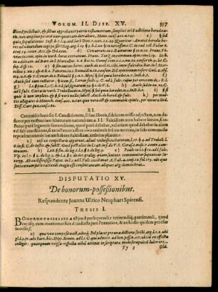 Disputatio XV. De bonorum-posseßionibus.