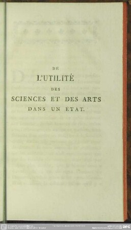 De L'Utilité Des Sciences Et Des Arts Dans Un État