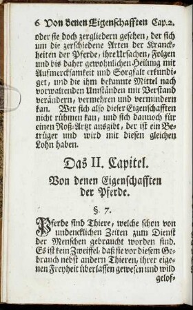Das II. Capitel. Von denen Eigenschafften der Pferde.