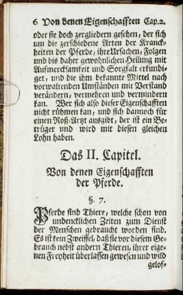 Das II. Capitel. Von denen Eigenschafften der Pferde.