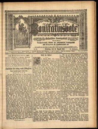 Erste Ausgabe vom Sonntag, den 18. August 1912.