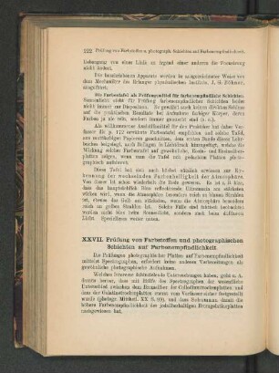 XXVII. Prüfung von Farbstoffen und photographischen Schichten auf Farbenempfindlichkeit.