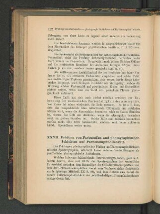 XXVII. Prüfung von Farbstoffen und photographischen Schichten auf Farbenempfindlichkeit.