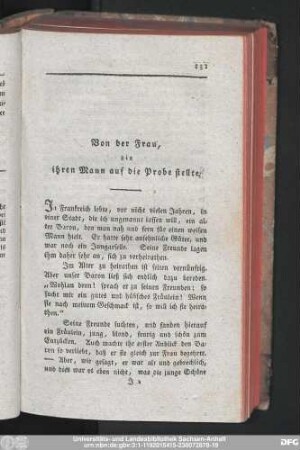 Von der Frau, die ihren Mann auf die Probe stellte.