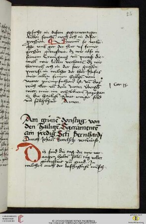 Am grćnen donstag, von den hailigen Sacramenten ain predig Sancti Bernhardi Durch Johannem Bittelschies verteútst