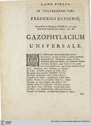 Gazophylacium universale