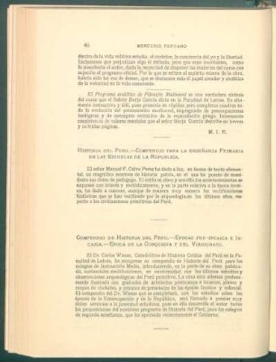 Historia del Perú. - Compendio para la enseñanza primaria en las escuelas de la República.