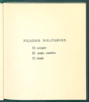 Pájaros solitarios