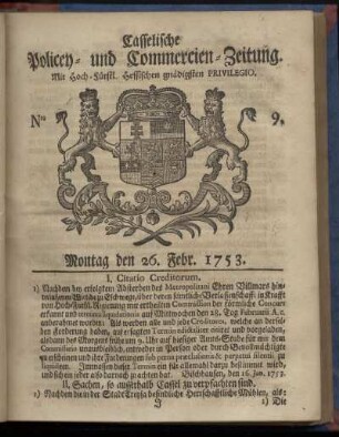 Nro. 9, Montag den 26. Febr. 1753
