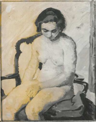 Sitzender weiblicher Akt auf Stuhl : Sitzender weiblicher Akt auf Stuhl (Otto Gußmann), Öl auf Leinwand ; 57,5 x 47,5 cm