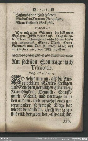 Am sechsten Sonntage nach Trinitatis